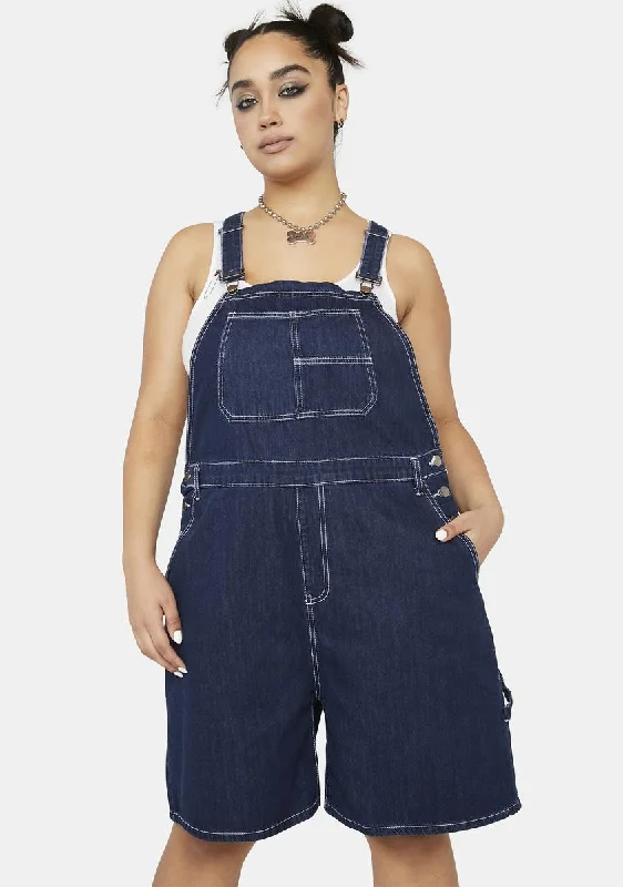 Plus Navy I Can Fix That Denim Shortalls