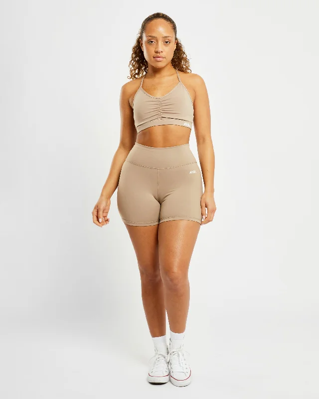 Essential Ruched Sports Bra - Mocha