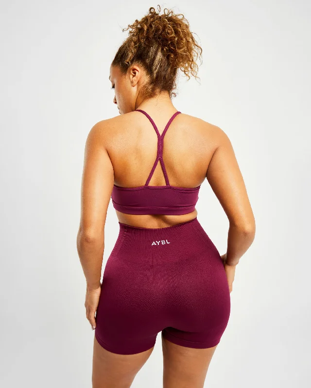 Essential Ruched Sports Bra - Purple Wine