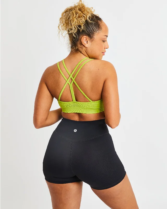 Essential Seamless Strappy Sports Bra - Lime Green