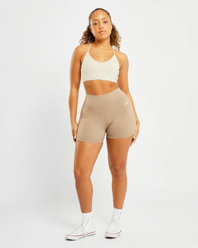 Essential V Neck Sports Bra - Beige