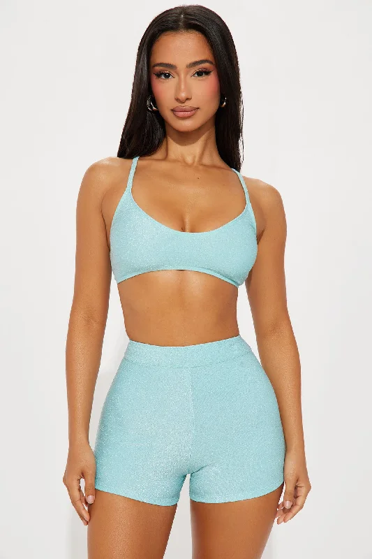 June Shimmer Boyshort 2 Piece Bikini - Blue