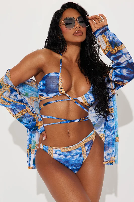 Summer On The Yacht 3 Piece Bikini Set - Blue/combo