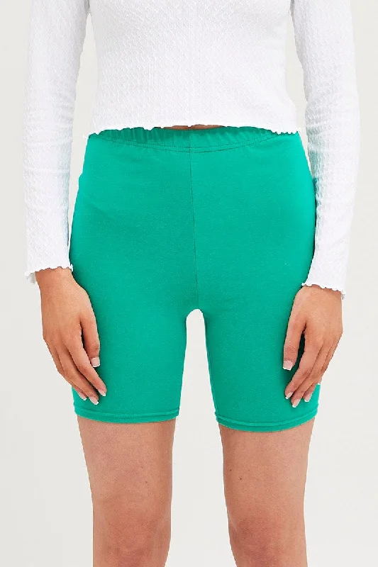 Green Bike Shorts Cotton